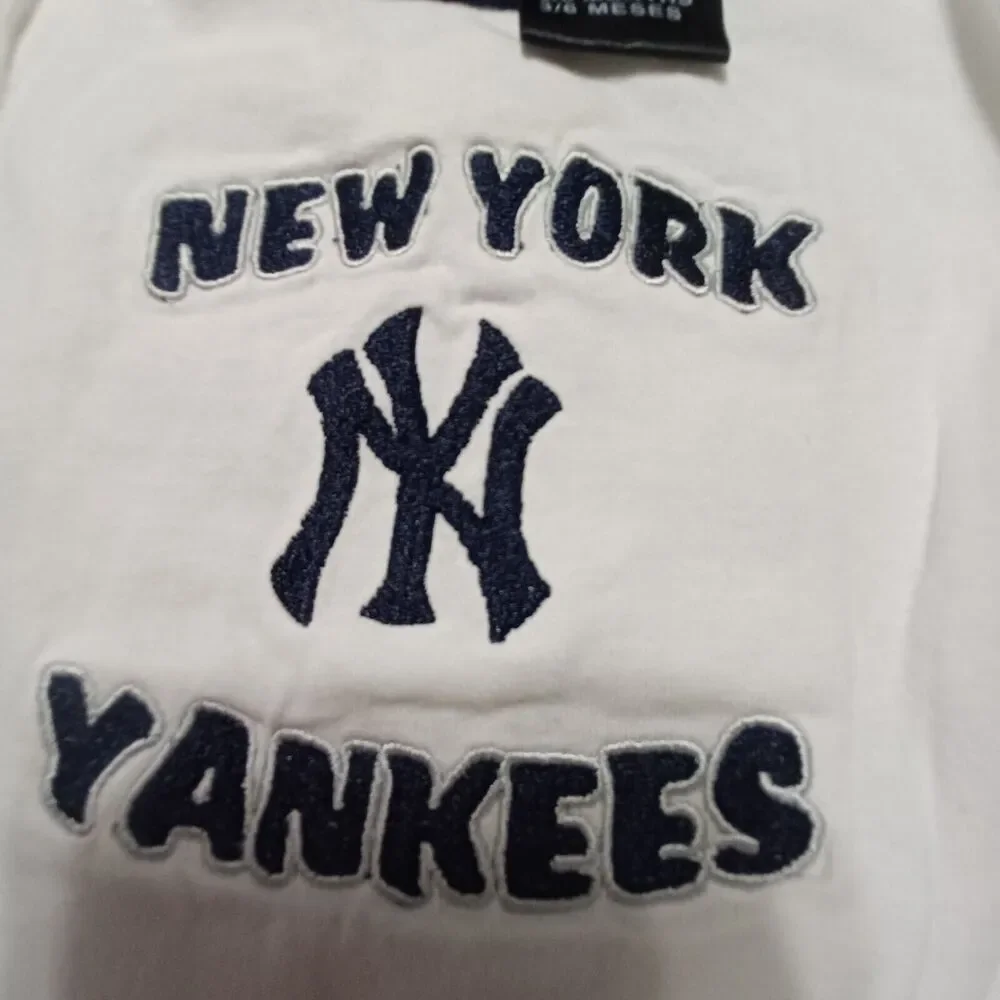 New York Yankees Adidas Shirt Girls 3 6 Months Blue‎ Scoop Neck Cap Sleeves Logo